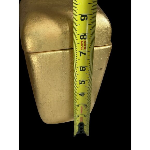 Luxe Gold Leaf Antiqued Bathroom Vanity Decor Lidded Canister Set Neiman Marcus - Picture 7 of 16